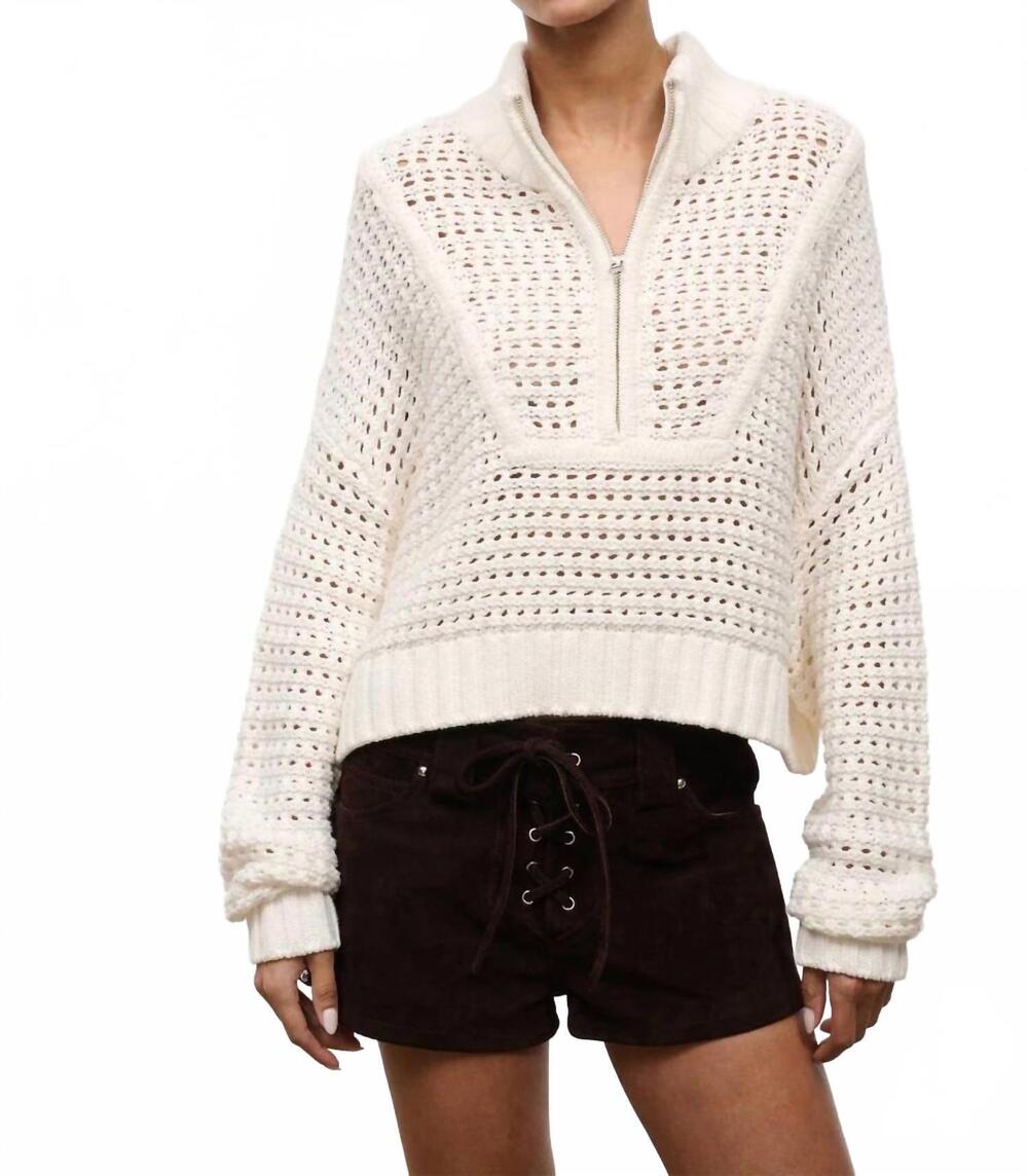 NEW STAUD cropped hampton sweater in ivory